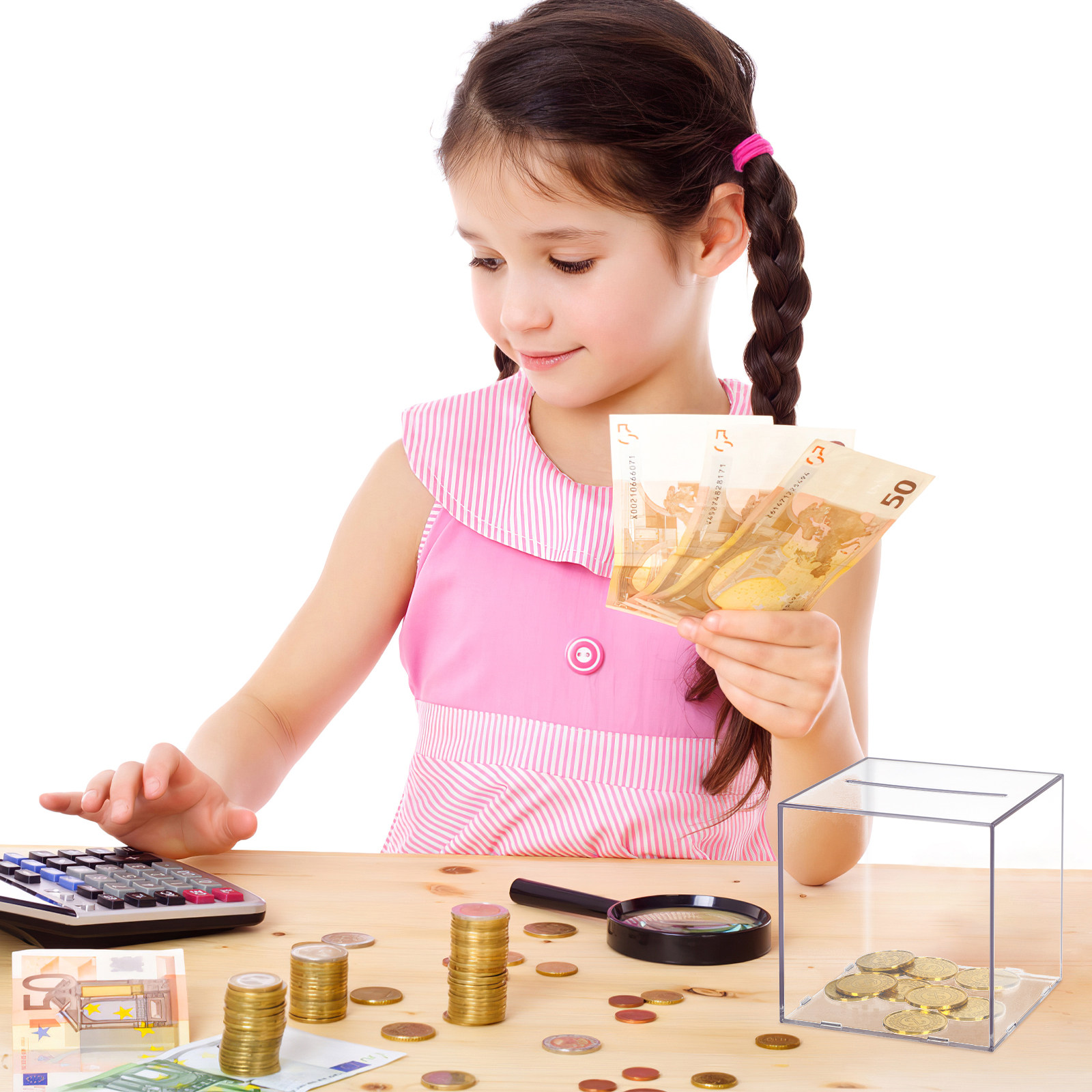Kids Education Savings - Прозрачная акриловая кубическая копилка для детей,