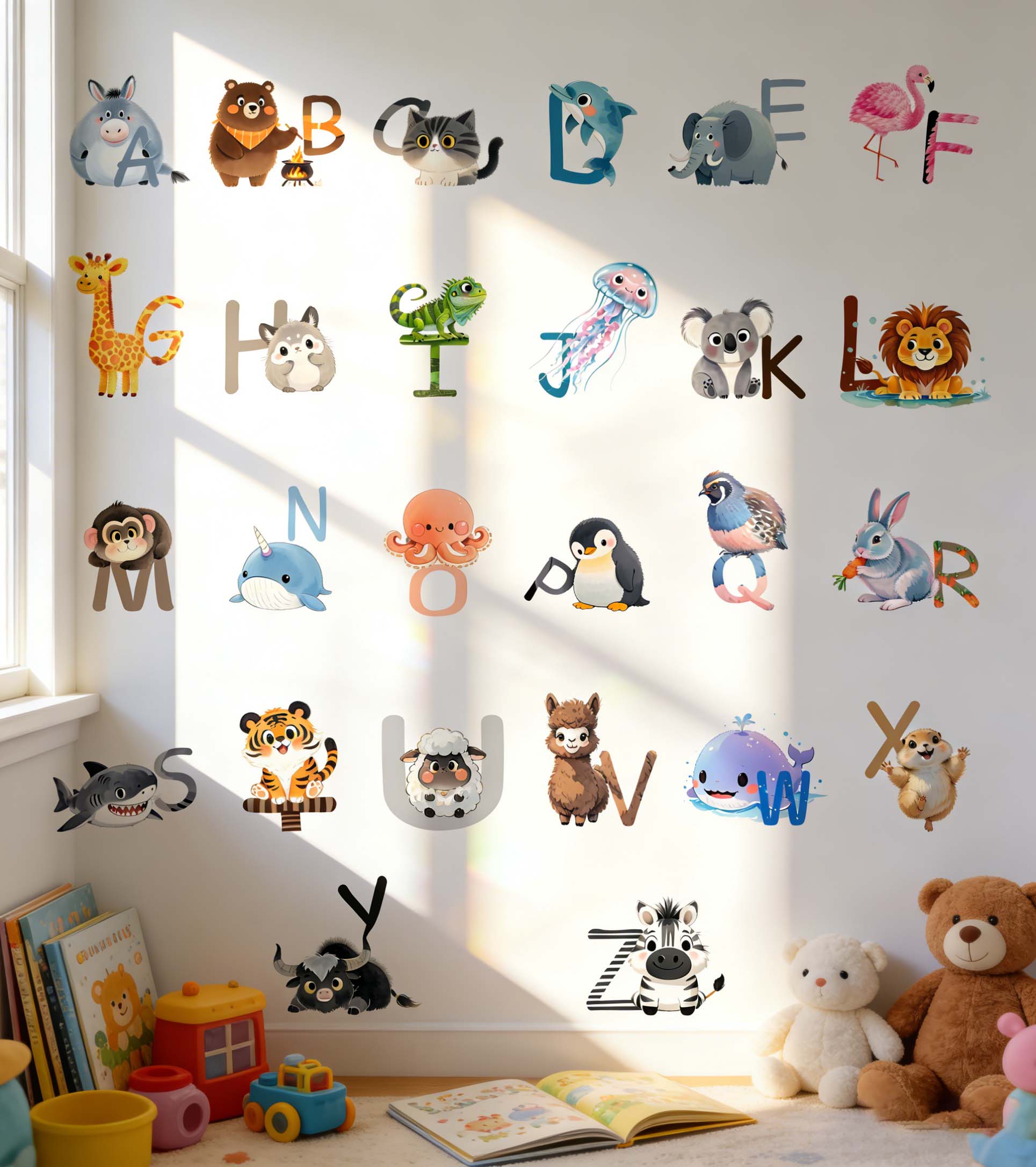Наклейки на стену с 26 буквами – обзор и цена Kids Education Center